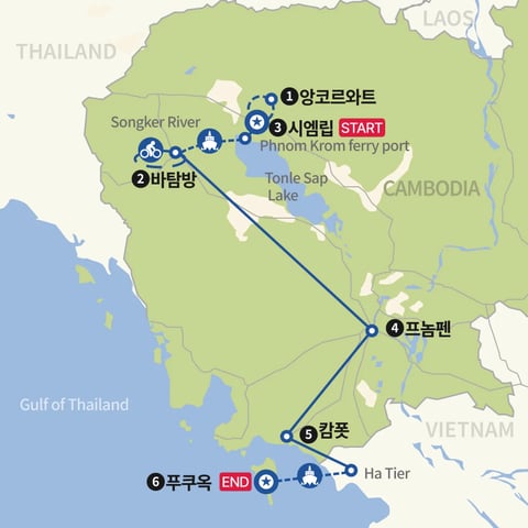 앙코르와트에서 푸쿠옥 지도
