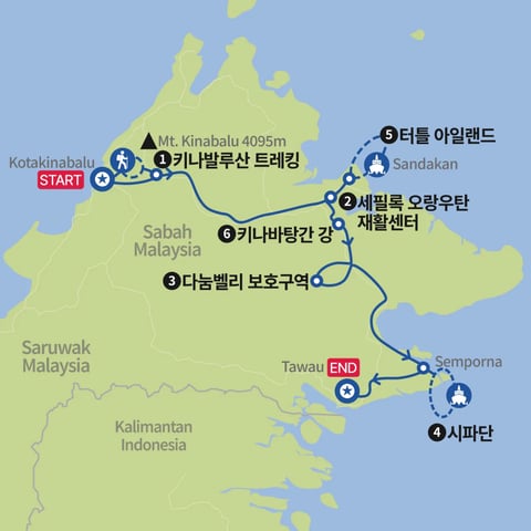 사바 어드벤쳐, 키나발루에서 시파탄 지도