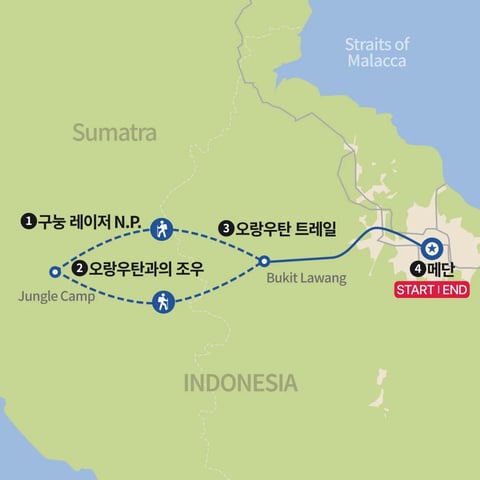 수마트라 오랑우탄 트레일 지도