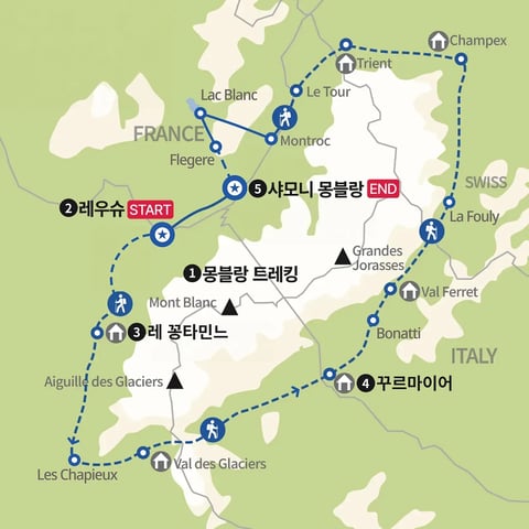 TMB 뚜르드몽블랑 완전일주 지도