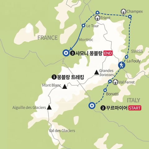 TMB 뚜르드몽블랑 이스트 지도