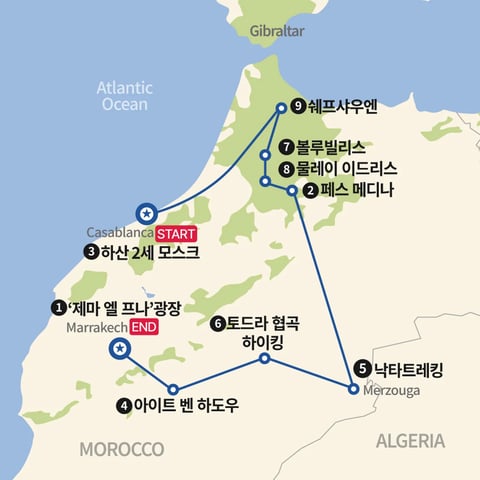 모로코 올드시티와 사하라 지도