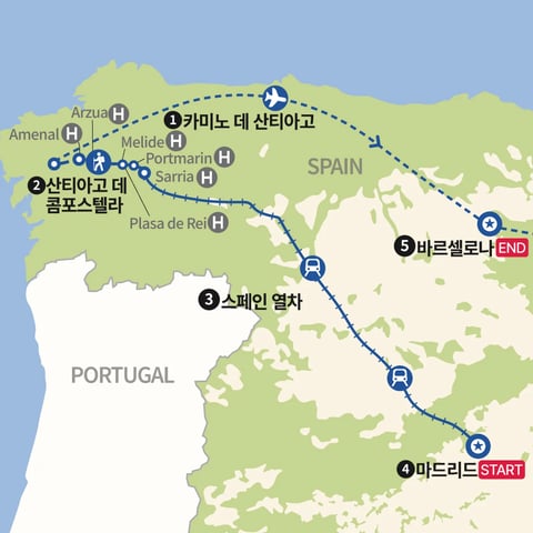 까미노데 산티아고 100km 지도