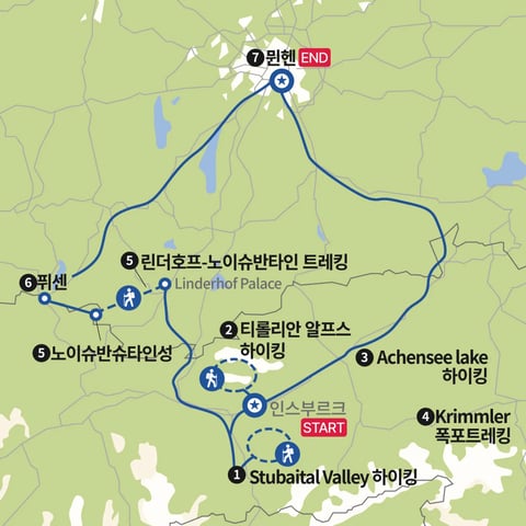티롤 알프스 에서 바바리안 알프스 지도