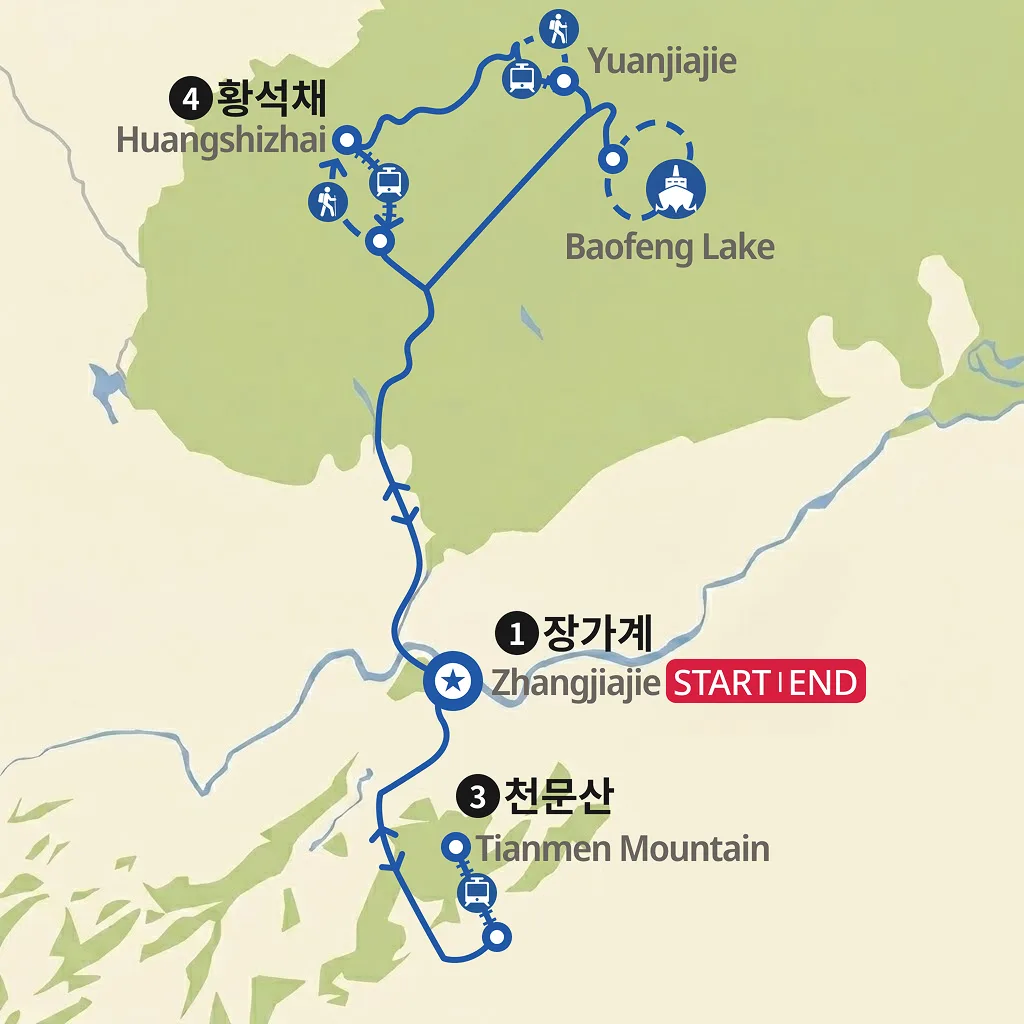 무릉도원을 걷다. 장가계 하이킹 지도