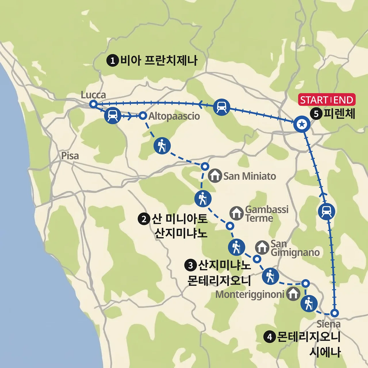 비아 프렌치제나 토스카나 지도